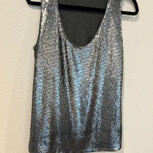 Escada Metallic Silver Tank Top
